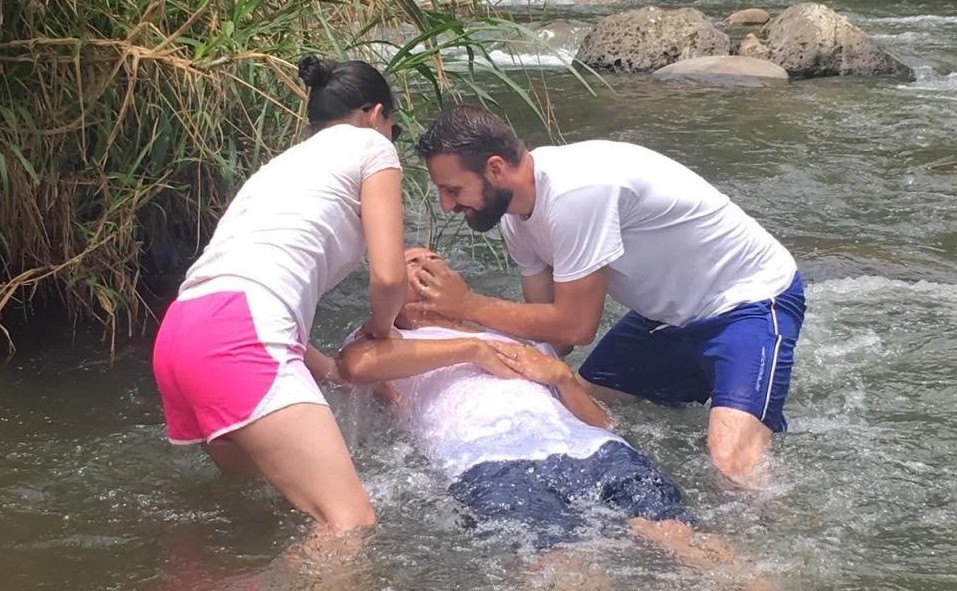 River baptism in Costa Rica
